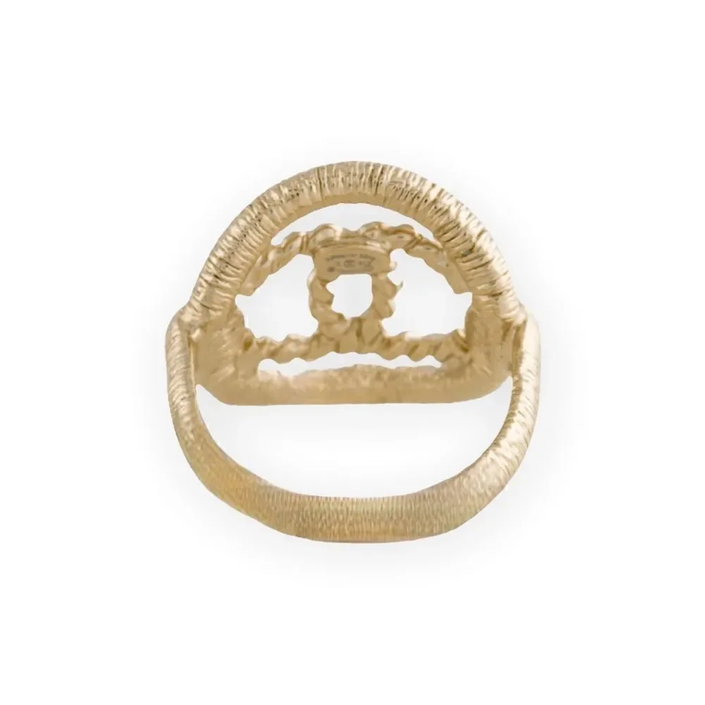 CHANEL CC Gold-Tone Cocktail Ring |Size: 6.5|